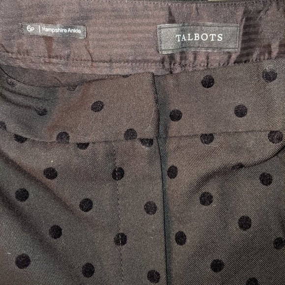 Talbots Black Polka Dotted Hampshire Ankle Pants - Picture 4 of 5